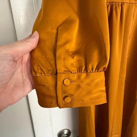 J. Crew NTW Button-Front A-line Midi Dress in Mustard sz 12 - Picture 8 of 11